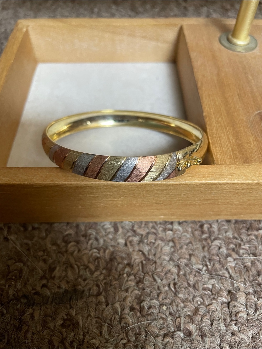 Tri-Tone Textured Bangle Bracelet - Gold, Rose & Silver # 1